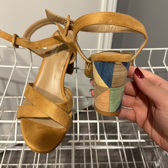 Butigo Tan Colour Block Heel Sandals - Picture 4 of 6